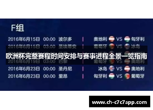 欧洲杯完整赛程时间安排与赛事进程全景一览指南